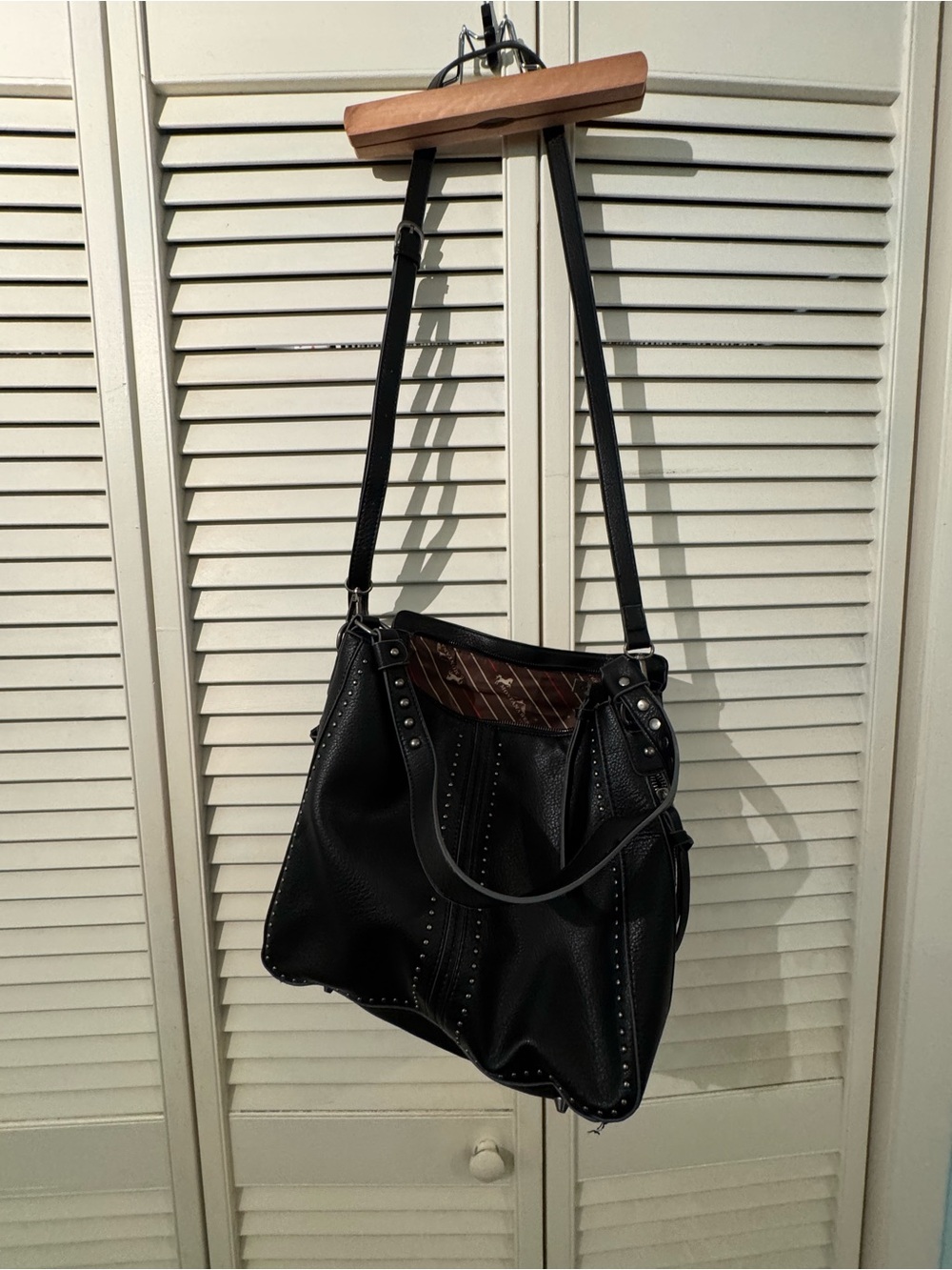 Montana West Black Studded Concealed Carry Shoulder Bag NWOT